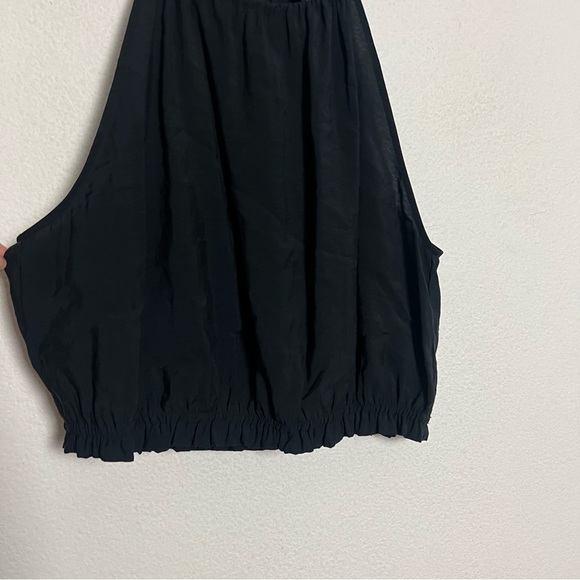 Zara Black Modal Halter Tie Ruched Crop Top Sleeveless Size XL - Picture 5 of 8
